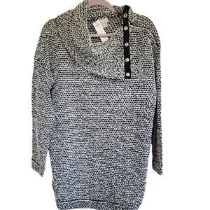 Chicos Zenergy 2 Textured Snap‎ Neck Cowl Tunic Pullover Sweater Large NWT $109
